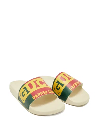 Pre-owned Gucci Dapper Dan Logo-detail Slides In Neutral