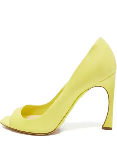 Pre-owned Dior Open-toe Sculpted Heel Pumps In Yellow