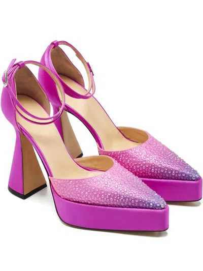 Pre-owned Mach&mach Platform Crystal Pumps In Pink