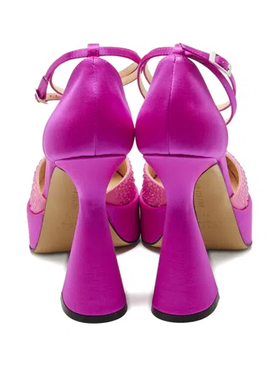 Pre-owned Mach&mach Platform Crystal Pumps In Pink