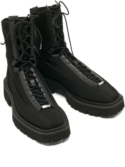 Pre-owned Ferragamo Lace-up T Boots In Black