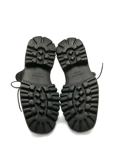 Pre-owned Ferragamo Lace-up T Boots In Black