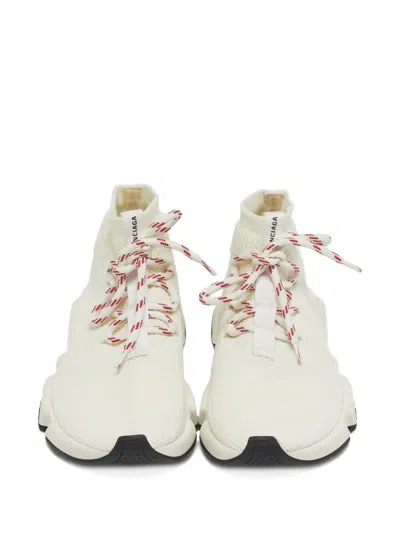Pre-owned Balenciaga Knitted Lace-up Sneakers In White