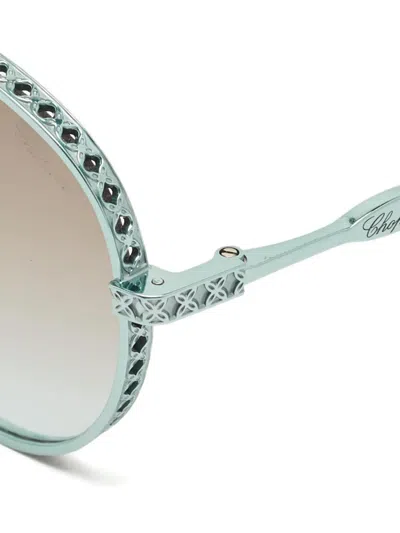 Pre-owned Chopard Pilot-frame Sunglasses In Blue