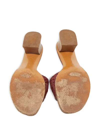 Pre-owned Bottega Veneta Ravello Intrecciato-leather Sandals In Red