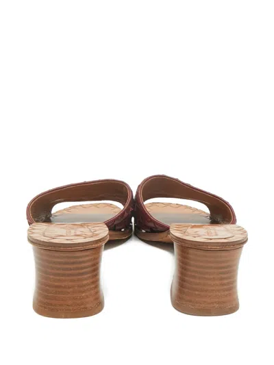 Pre-owned Bottega Veneta Ravello Intrecciato-leather Sandals In Red