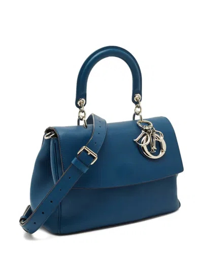 Pre-owned Dior 2014 Small Be  Flap Leather Tote Bag In Blue