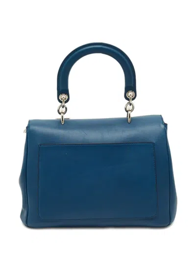 Pre-owned Dior 2014 Small Be  Flap Leather Tote Bag In Blue