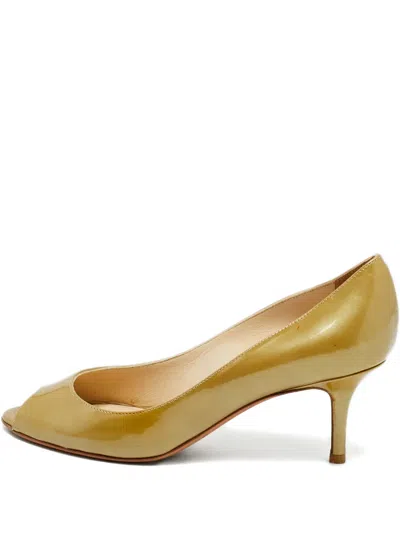 Pre-owned Jimmy Choo Peep-toe Pumps In Gold