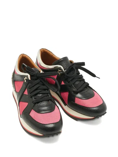 Pre-owned Jimmy Choo Panelled Lace-up Sneakers In Black