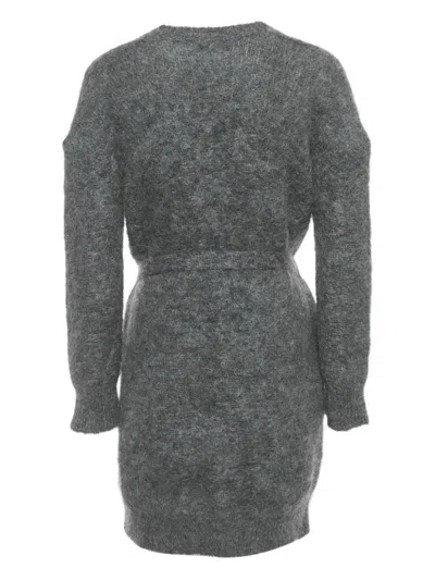 Pre-owned Zadig & Voltaire Romy V-neck Tie-belt Cardi-coat In Gray