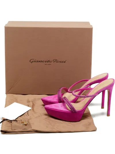 Pre-owned Gianvito Rossi Cannes Crystal-embellished Heeled Sandals In Pink