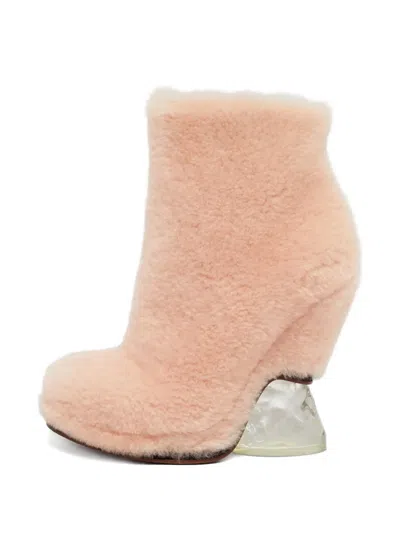 Pre-owned Fendi Sculpted-heel Boots In Pink