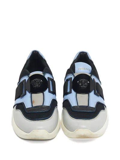 Pre-owned Versace Medusa Slip-on Sneakers In Blue