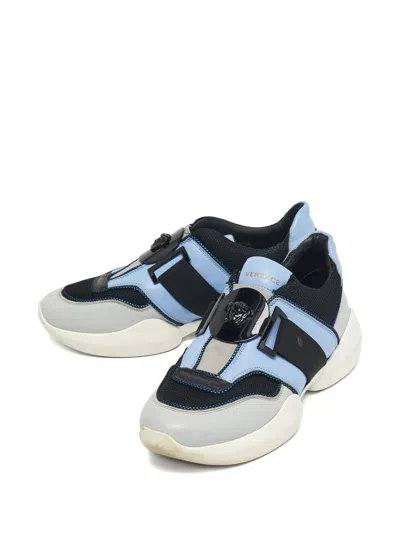 Pre-owned Versace Medusa Slip-on Sneakers In Blue
