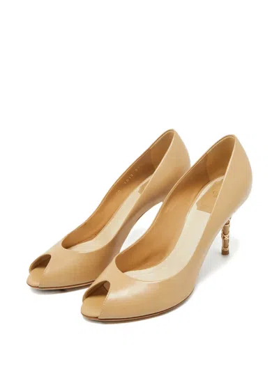 Pre-owned Dior Peep-toe Pumps In Neutral