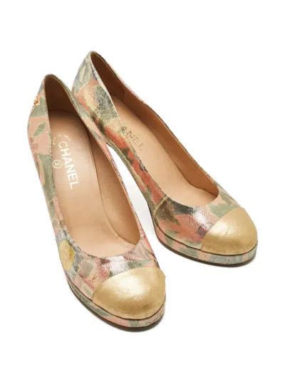 Pre-owned Chanel Platform Leather Pumps In Pink