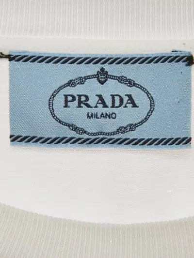 Pre-owned Prada Rubber Triangle Logo T-shirt In White