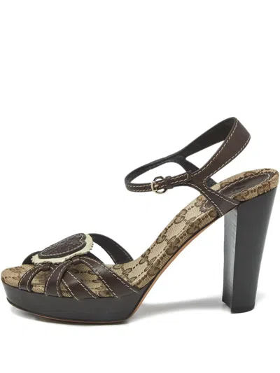 Pre-owned Gucci Hysteria Heart-motif Sandals In Brown
