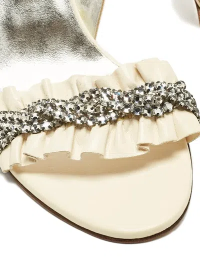 Pre-owned Gina Crystal-embellished Sandals In Neutral