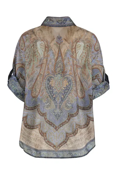 Zimmermann Shirt Wanderlust Short Sleeve In Blue