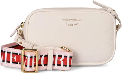 Emporio Armani Camera Shoulder Bag Printed With Deer In White