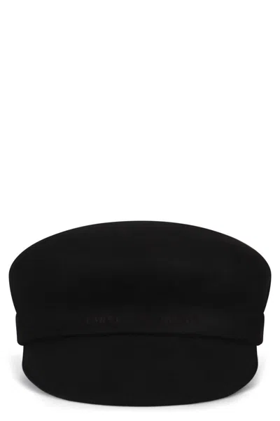 Emporio Armani Cap With A Wool Visor And Embroidered Logo In Black