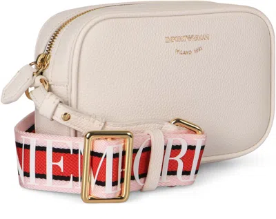 Emporio Armani Camera Shoulder Bag Printed With Deer In White