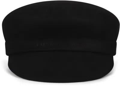 Emporio Armani Cap With A Wool Visor And Embroidered Logo In Black
