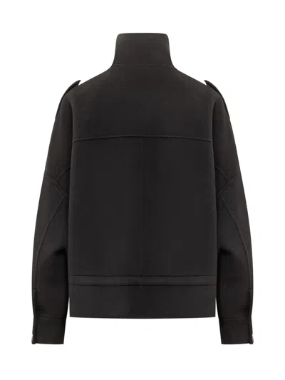 Pinko Caban Crostino In Wool Black In Black
