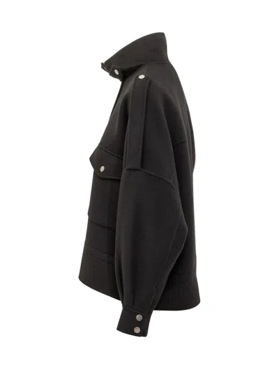 Pinko Caban Crostino In Wool Black In Black