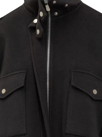 Pinko Caban Crostino In Wool Black In Black