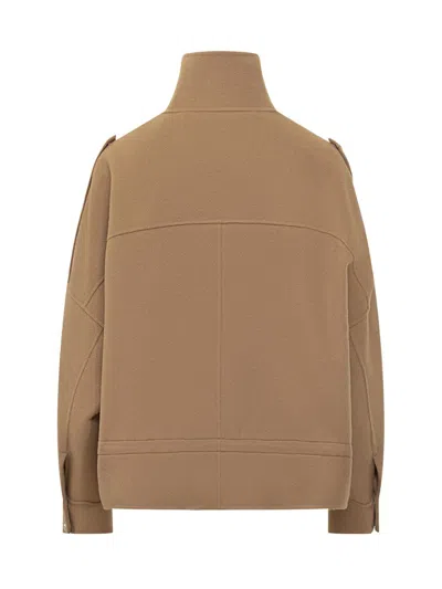 Pinko Caban Crostino In Camel-colored Wool In Brown