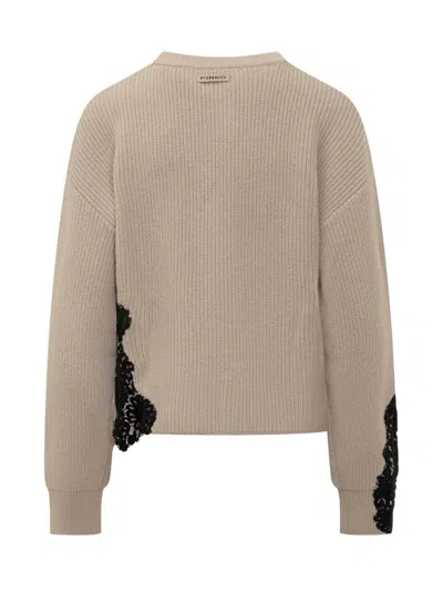 Pinko Contrast Lace Sweater In White