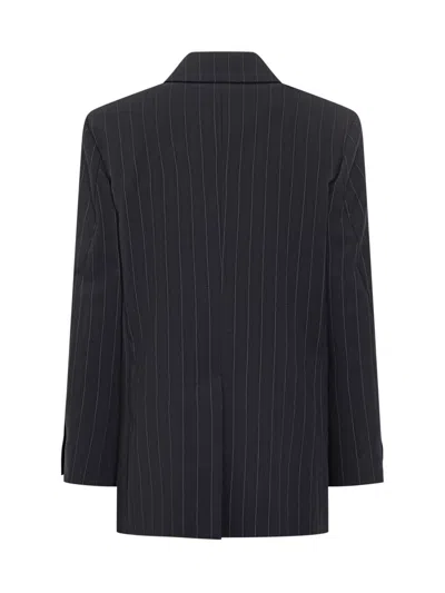 Pinko Double-breasted Pinstripe Blazer In Blue