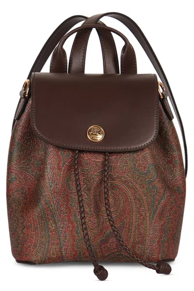 Etro Medium Arnica Drawstring Paisley Backpack In Brown