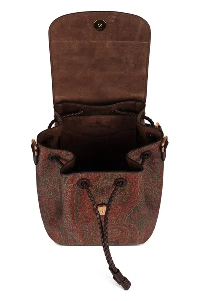 Etro Medium Arnica Drawstring Paisley Backpack In Brown