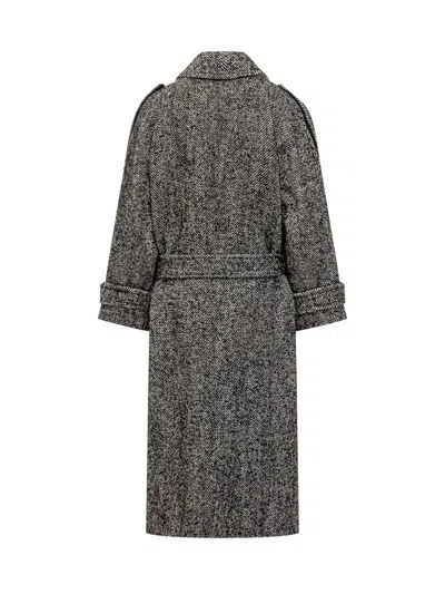 Pinko Chevron Wool Carrube Coat In Black