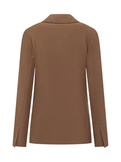 Pinko Single-breasted Blazer In Stretch Fabric In Brown