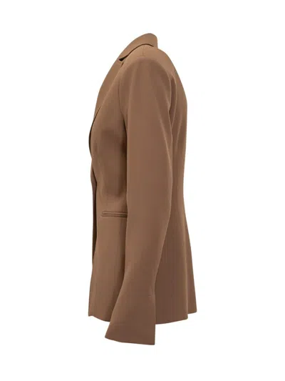 Pinko Single-breasted Blazer In Stretch Fabric In Brown