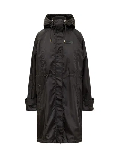 Pinko Delma Padded Coat With Hood In Black