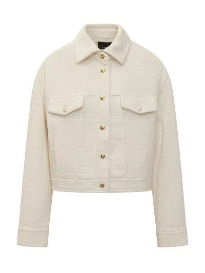 Pinko Ivory Tweed Jacket With Gold Buttons In White