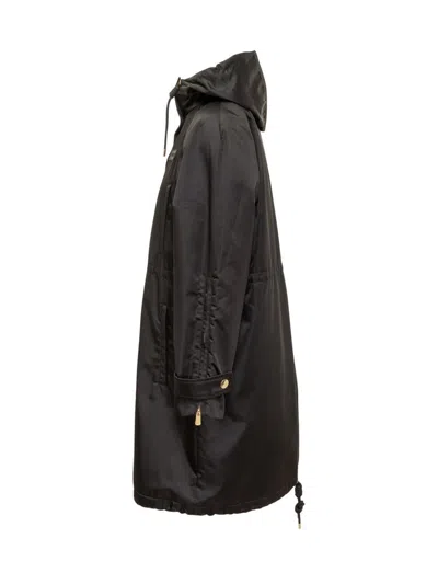 Pinko Delma Padded Coat With Hood In Black