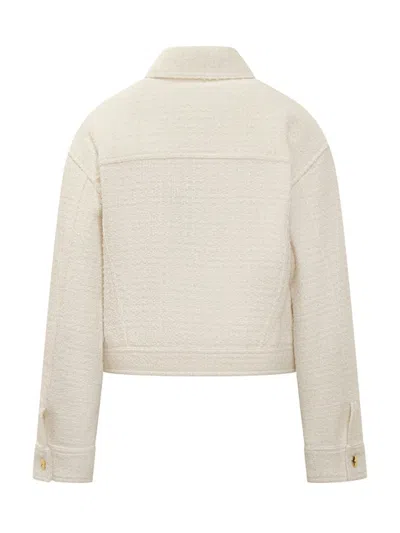 Pinko Ivory Tweed Jacket With Gold Buttons In White