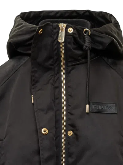 Pinko Delma Padded Coat With Hood In Black