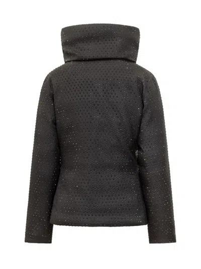 Pinko Nita Padded Down Jacket With Black Rhinestones In Black