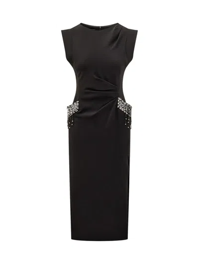 Pinko Midi Dress With Jewel Detailing In Black