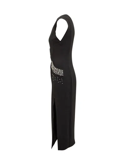 Pinko Midi Dress With Jewel Detailing In Black