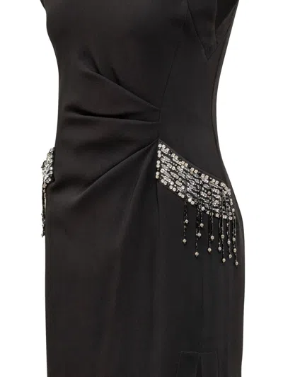 Pinko Midi Dress With Jewel Detailing In Black