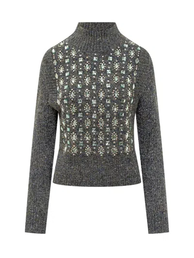 Pinko Sweater With Jewel Applications In Gray